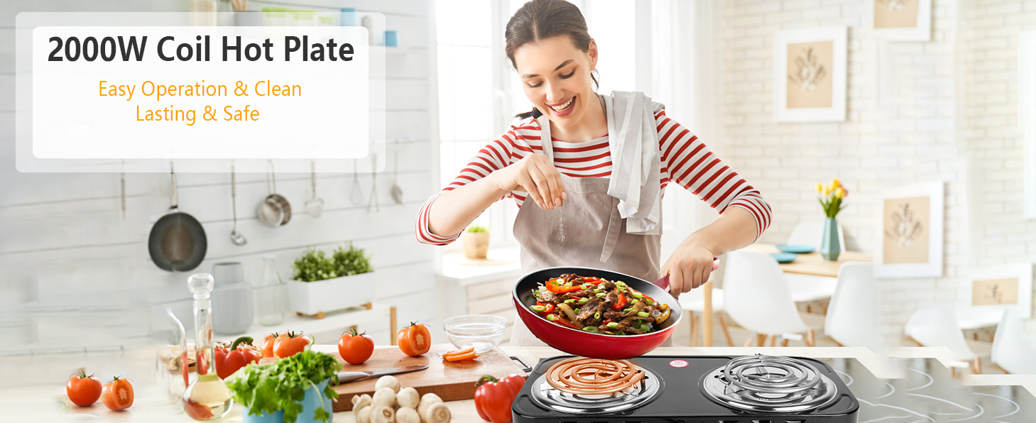 Amazon.com: Hot Plate, Double Burner, 2000W Portable Electric
